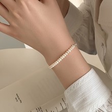 s925純銀碎銀子珍珠拼接手鏈時尚小香風串珠個性輕奢手飾品批發