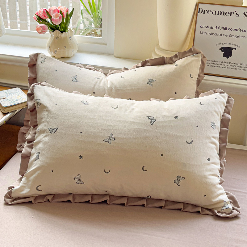 Un par de fundas de almohada de hilo de doble capa de punto 2025 nueva funda de forro 48x74cm hogar simple y doble 2