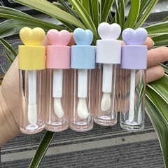 现货唇釉管蓝色紫色黄色粉色白色钥匙扣心形6ml唇彩管分装包材