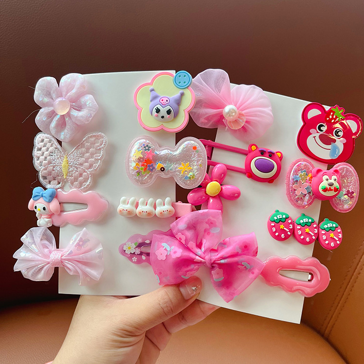 Horquilla de los niños princesa arco tocado lindo bebé de alta apariencia fresa oso orejas Bangs horquilla rota Nuevo