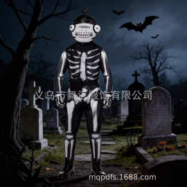 跨境万圣堡垒之夜骷髅骑兵Fortnite skull trooper cosplay连体紧