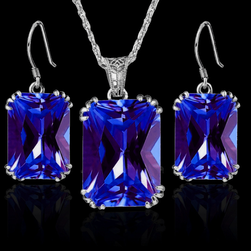 Retro Square Alloy Inlay Artificial Crystal Women's Earrings Necklace 1 Set display picture 1