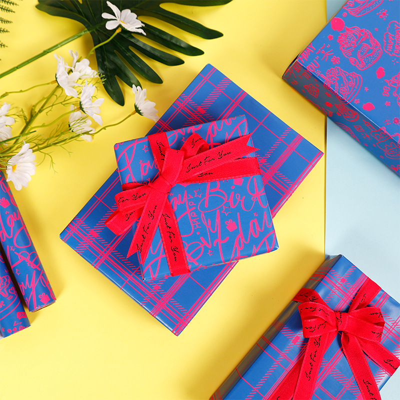 Amazon venta caliente papel de envoltura fluorescente de gran tamaño papel de regalo creativo día de San Valentín papel de embalaje de regalo de cumpleaños para niños