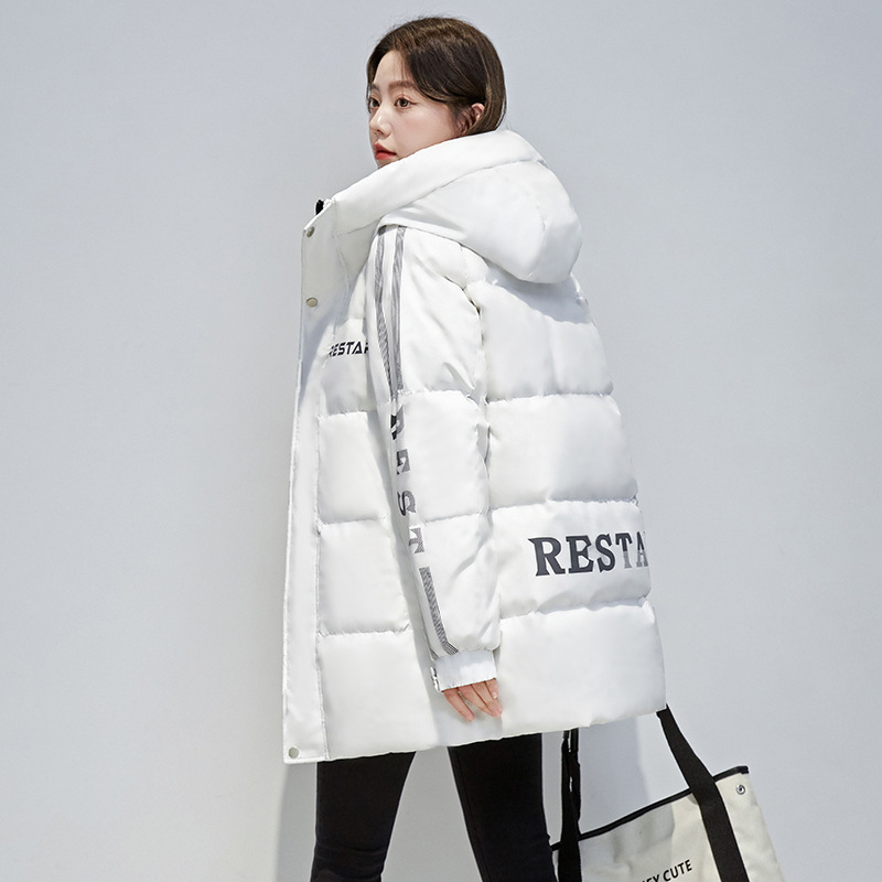 Trendy Unisex Mid-Length down Jacket 2025 Winter New Thickened Cold-Proof White Duck down Women's Coat with Hood