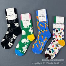 Happy socks中筒四季卡通瑞典潮流动物植物男女同款花色嗨皮袜子