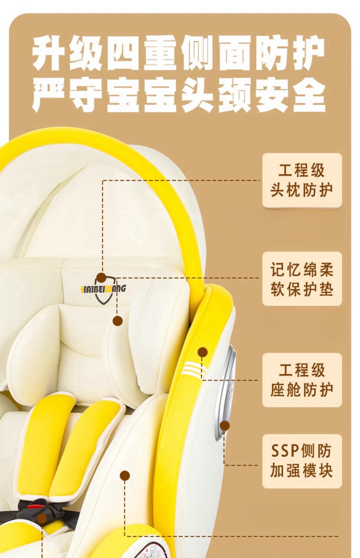 Suitable for Haibeiwang Kids Safety Seat Car Baby Car 360 Rotating Seat 0-4 Years Old