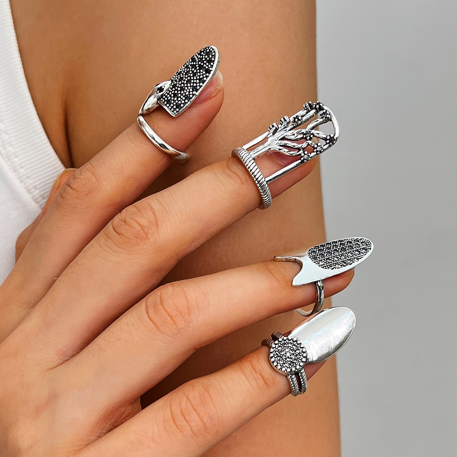 Ring, set, 4 piece set