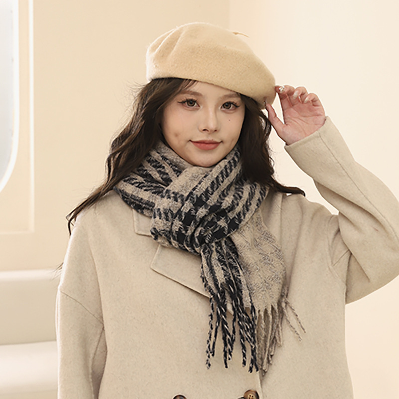 Version coréenne de l'écharpe Qianniao pour femme, polyvalente en hiver, châle à carreaux épais, écharpe haute, cadeau d'anniversaire pour_voghion.com