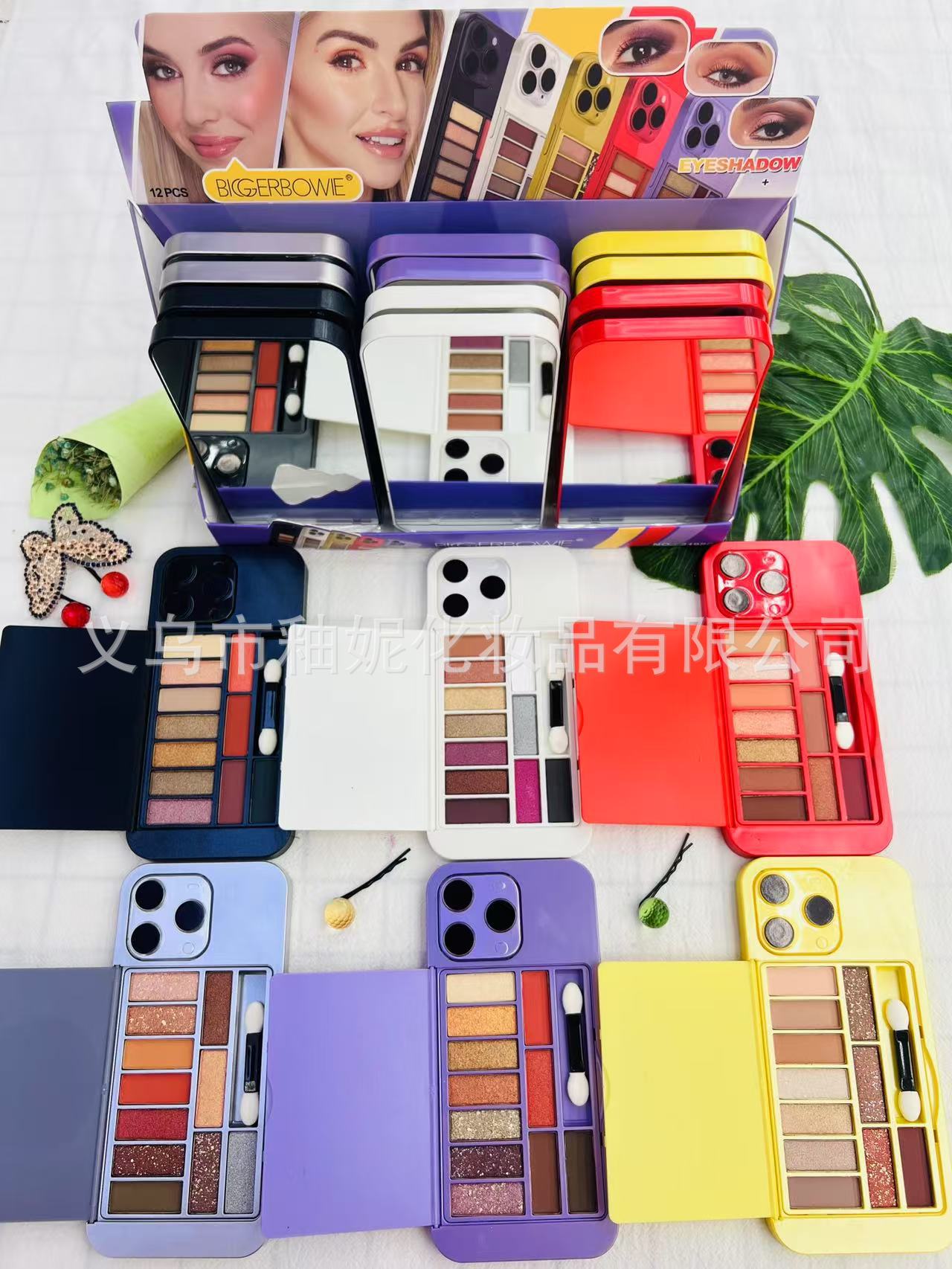 BIGGERBOWIE Cross-border 11 colores colorido teléfono móvil sombra de ojos nacarada mate fino destello maquillaje ahumado europeo y americano maquillaje dulce y picante