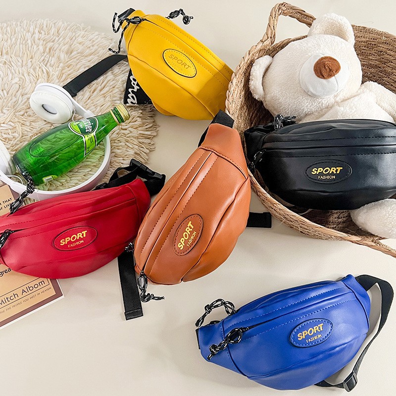Nueva Bolsa Infantil de Cuero PU para Niños, Estilo Coreano, Bolsa de Pecho a la Moda, Monedero Moderno, Riñonera Infantil
