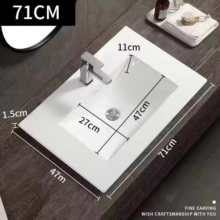 エッジカットとアングルカットの単穴一体型洗面器 浴室洗面台 手洗い台 浴室キャビネット 単槽 大型|undefined