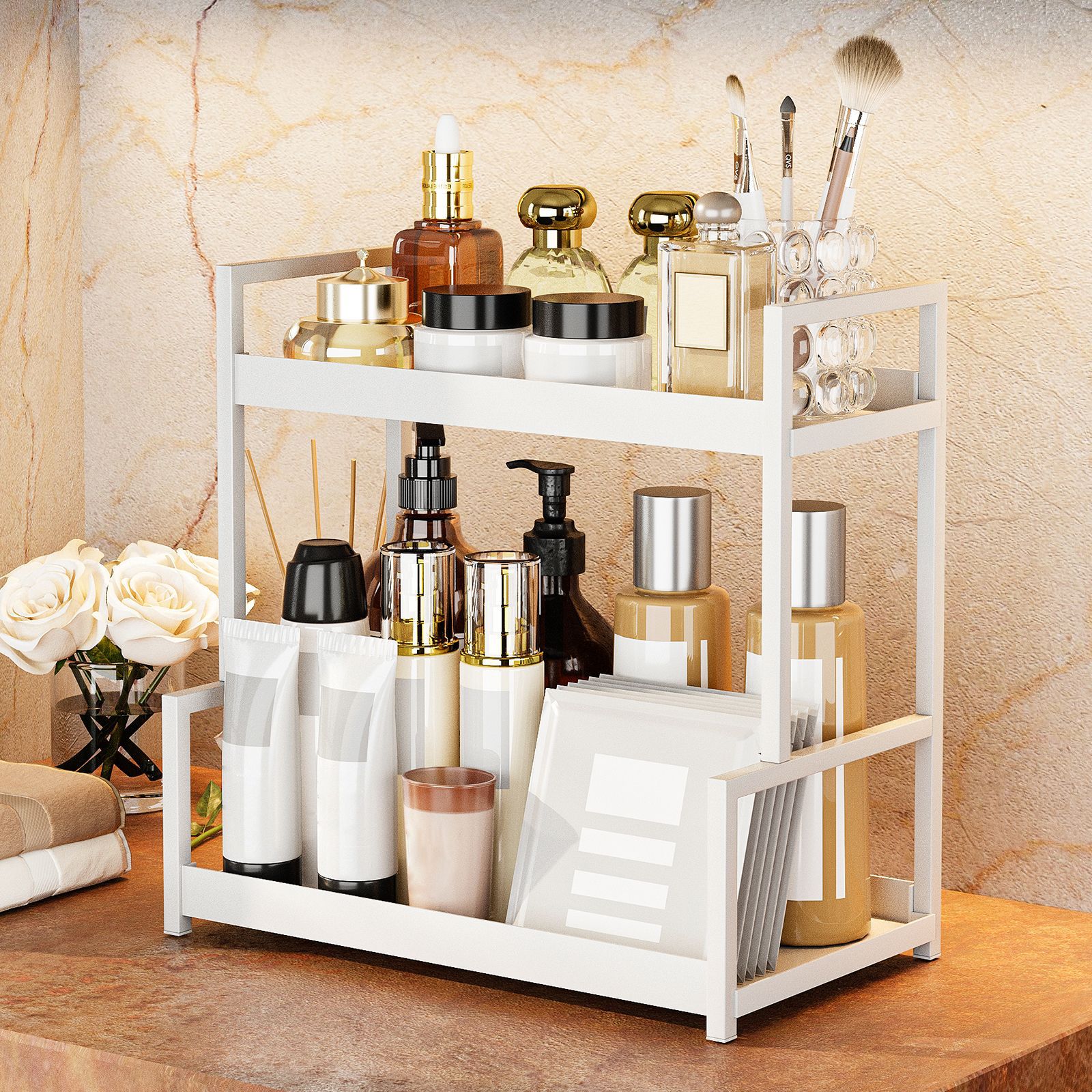 Amazon Simple Cosmetics Storage Box Dressing Table Desktop Lipstick Skincare Bathroom Storage Shelf