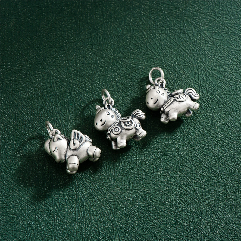 Серебряный браслет, пони, подвеска, 3D, единорог
