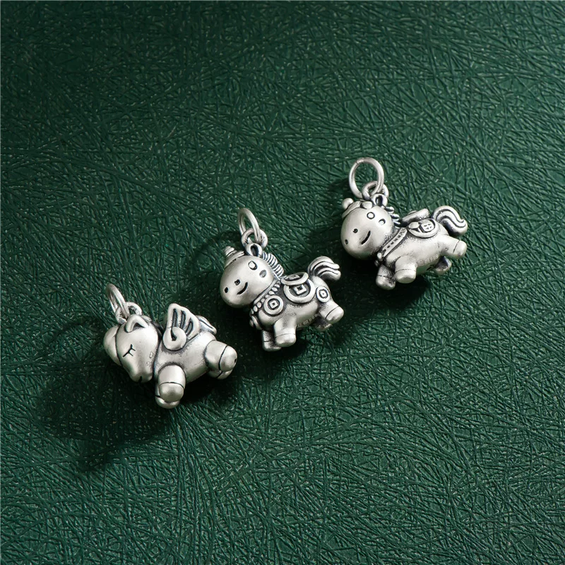 Серебряный браслет, пони, подвеска, 3D, единорог