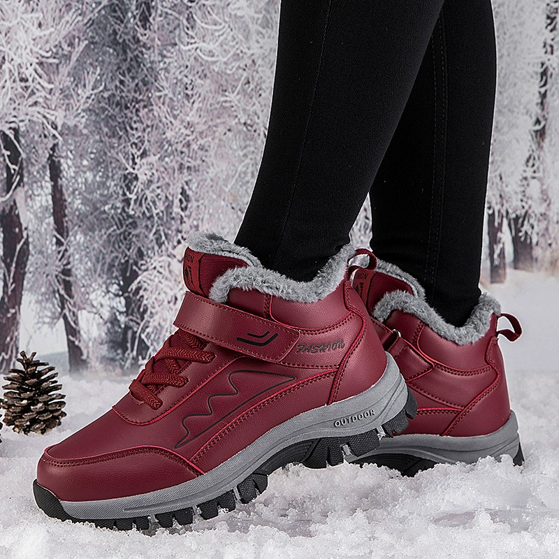 Прогулочная обувь для среднего и пожилого возраста 2022 зимние легкие кожаные зимние сапоги на флисовой подкладке, теплая хлопчатобумажная обувь с высоким верхом, обувь для родителей для пожилых людей