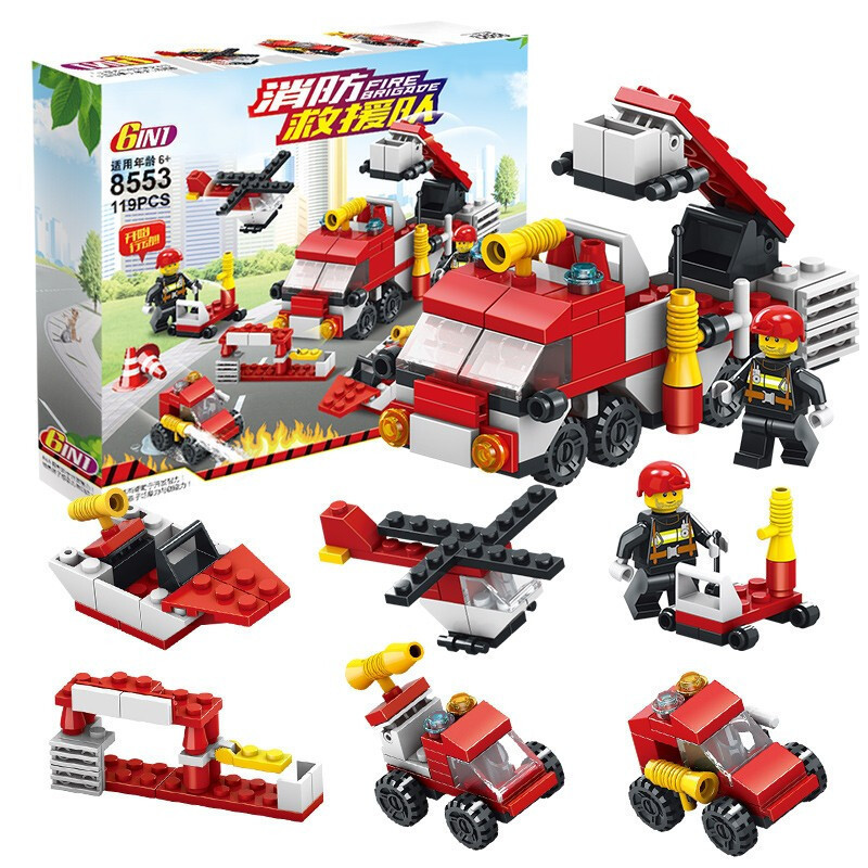 Los niños de bricolaje bloques de construcción de coche famoso coche de carreras 4-en-1 pequeña partícula juguetes educativos