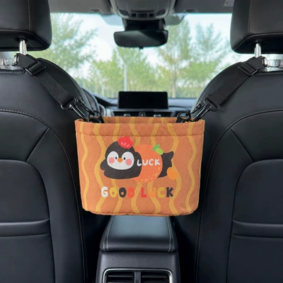 Multifunctional car seat back Car storage bag/box - wavy-vertical-striped-penguin-storage-bag