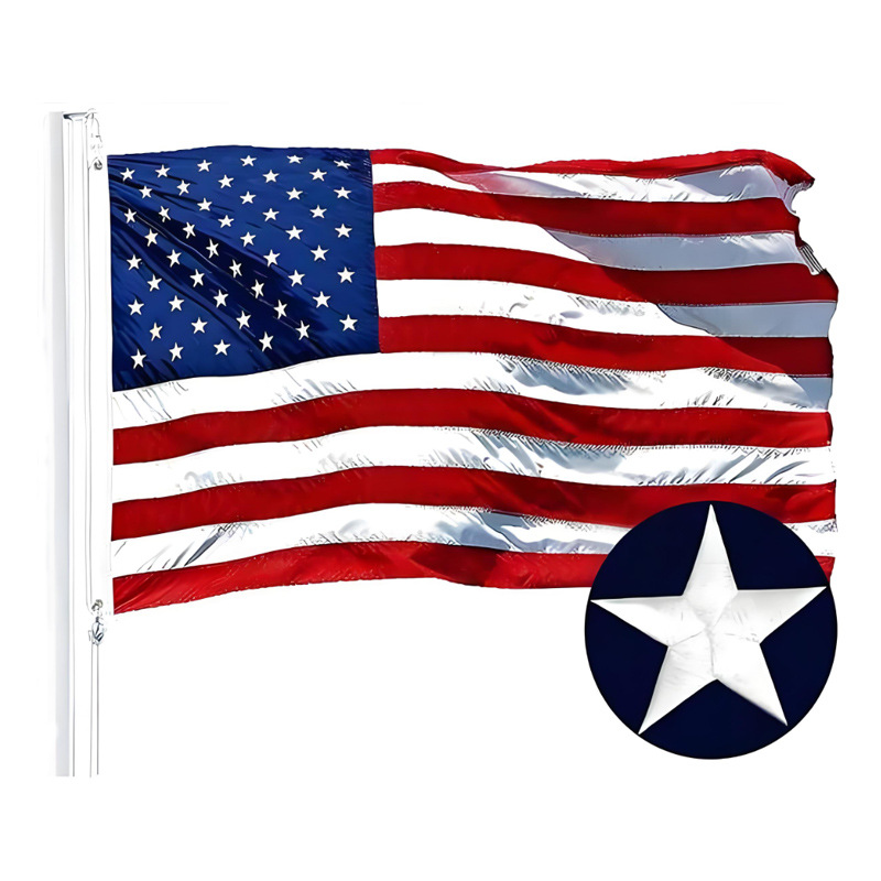 Grenzüberschreitende USA-Flagge aus 150D Oxford-Gewebe mit dreidimensionaler Stickerei von Sternen und Streifen_voghion.com