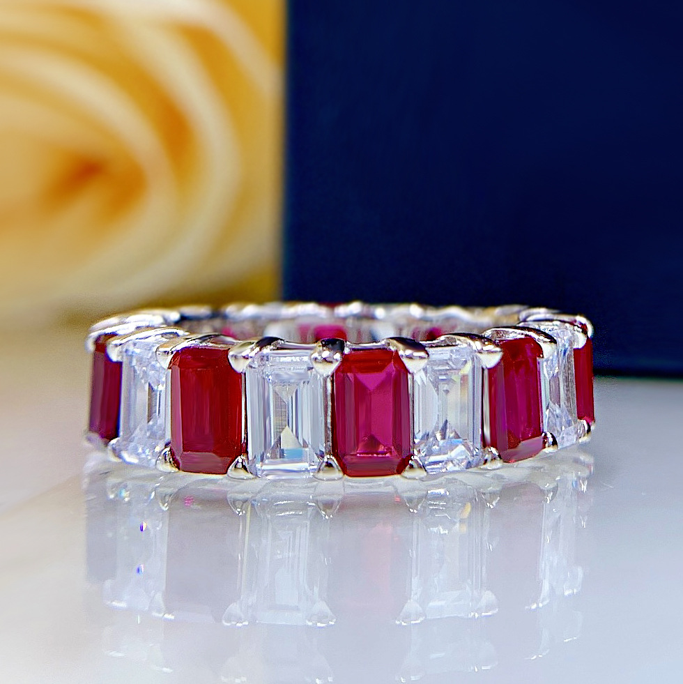 Daily Occasion Sterling Silver Material Wholesale Ig Style Artistic Polygon Color Block Sterling Silver Zircon Rings