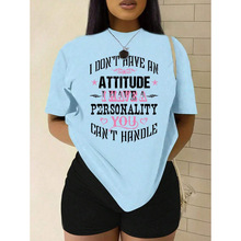 G 21391 Letter Print Crew Neck Womens T-shirt ��ĸӡ��Բ��Ů