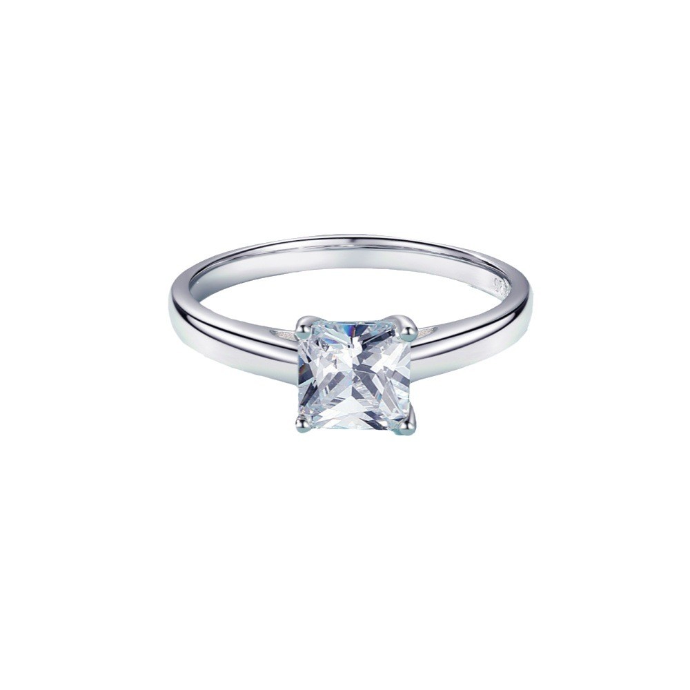 S  MOISSANITE 폐쇄 반지 여성 공주 광장 특별한 모양의 간단한 틈새 여자 친구 루빅스 큐브 다이아몬드 반지 선물