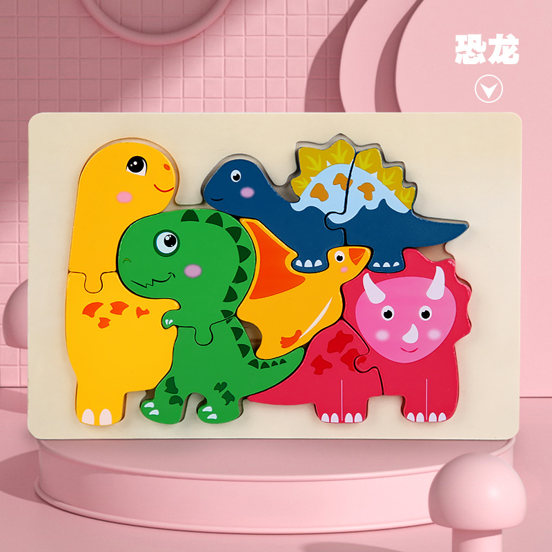 Nuevos ocho rompecabezas de animales de dibujos animados de madera para niños