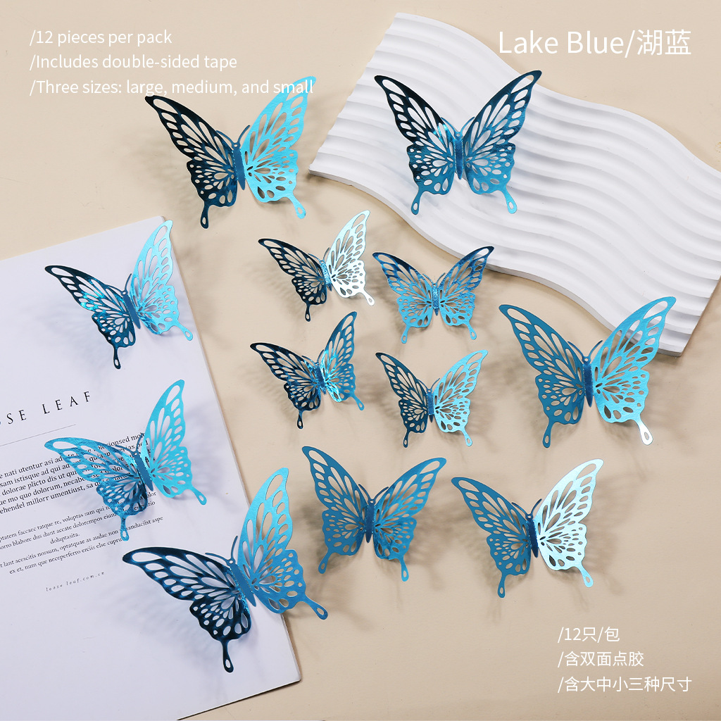 Nuevo hueco mariposa autoadhesivo pared fiestas de boda decoración de flores simples de alto nivel pegatinas creativas