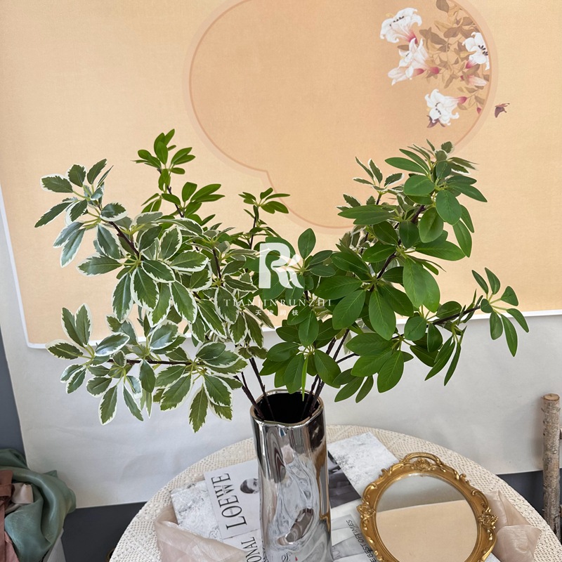 仿真綠植鴨掌木心葉榕假花森系婚禮地排裝飾葉材園林造景綠化做樹