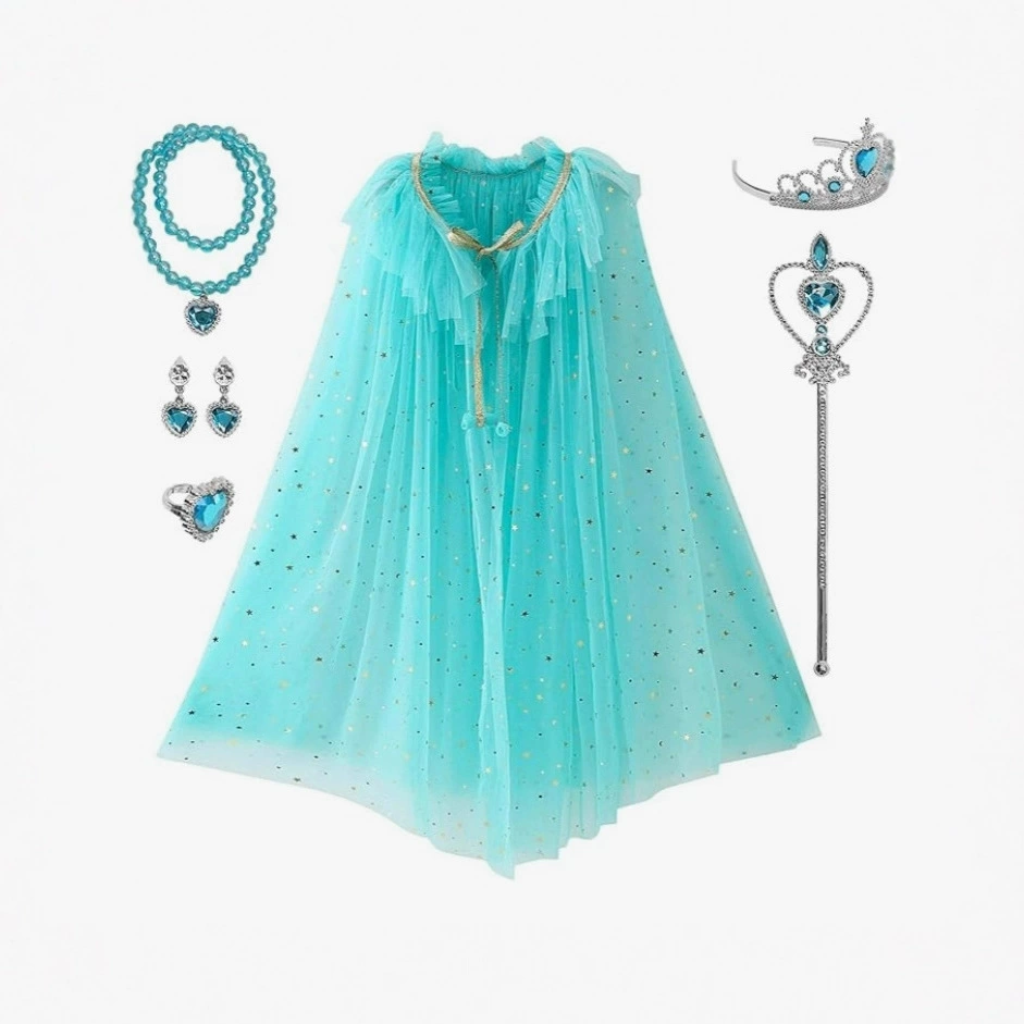 Детский снежинковый вуаль-шаль-накидка для выступления на сцене, на день рождения, в стиле «Холодное сердце», Эльза, Рождество 2024 года