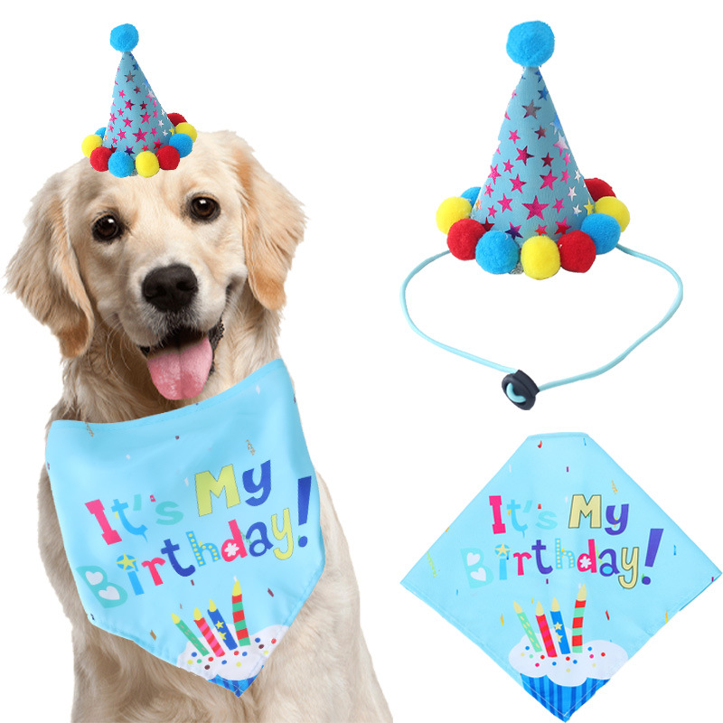 Especial transfronterizo para mascotas fiesta de cumpleaños tire bandera perro garra globo perro cumpleaños saliva toalla cumpleaños sombrero pajarita