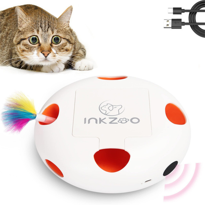 光感知自動猫面白いマウスパッタニーフェザー充電スマート猫自己楽しい猫のおもちゃセット|undefined