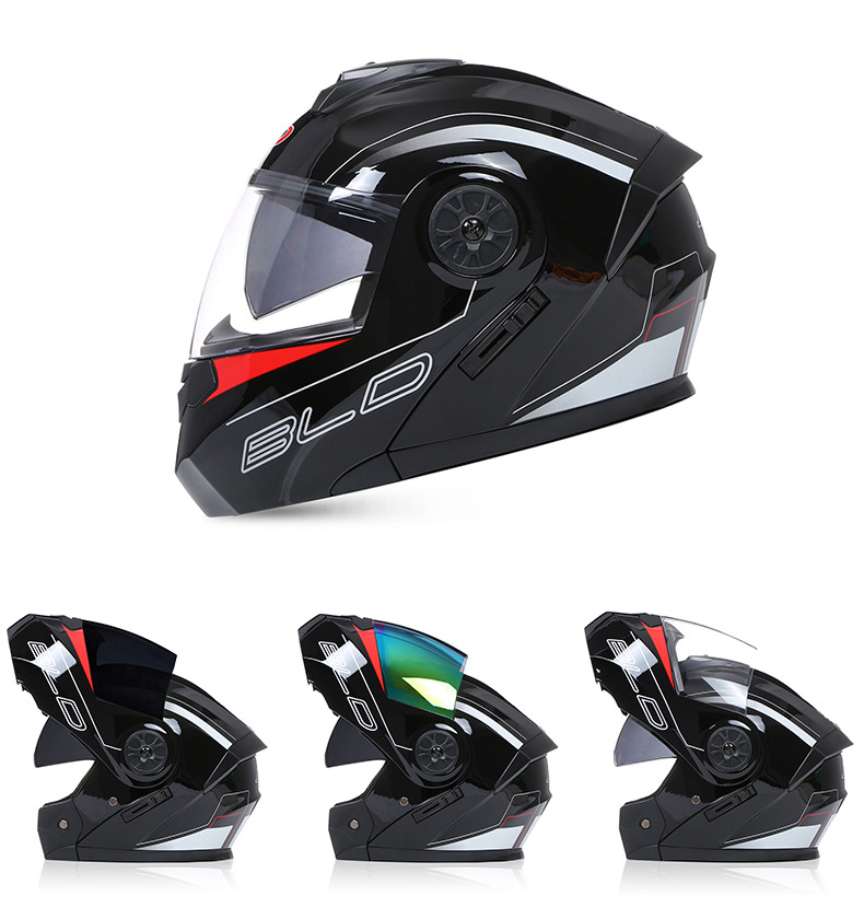Bld Wholesale Motorcycle Full-Face Helmets, Electric Vehicle Helmets, Dual-Lens Flip-Up Helmets, Riding Half Helmets, Exclusively for Cross-Border Sales