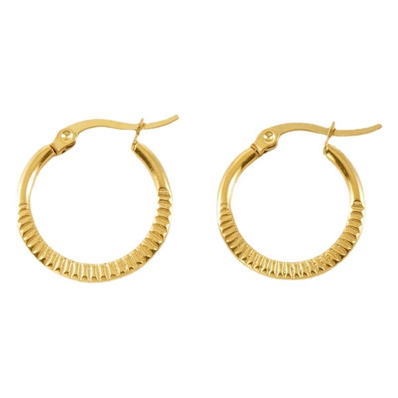 Pendientes de círculo de acero de titanio europeos y americanos diseño de nicho de acero inoxidable femenino temperamento rayado minimalista pendientes redondos del todo fósforo