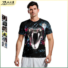 跨境货源2024 欧美热销万圣节鬼节骷髅恐怖3d数码印花短袖打底衫