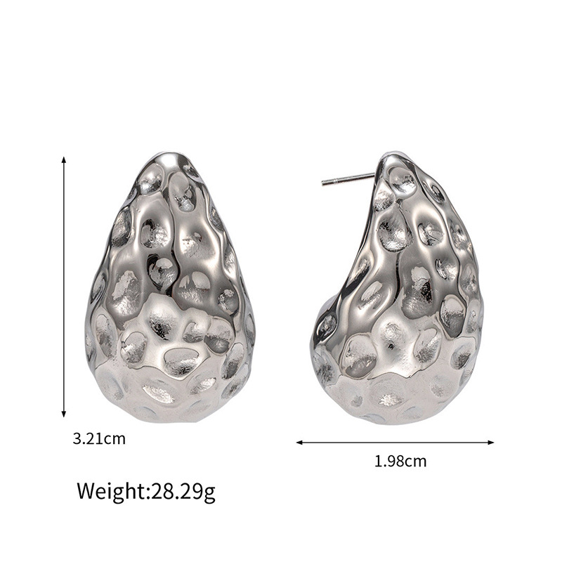 13g Weight Zircon Inlay Material Earrings, Necklace Classification 1 Pair Quantity Daily Occasion Stainless Steel Material Water Droplets Pattern Women's Gender Plating, Inlay Design Simple Style Style Simple Style Water Droplets Stainless Steel Plating Inlay Zircon Earrings Necklace 10