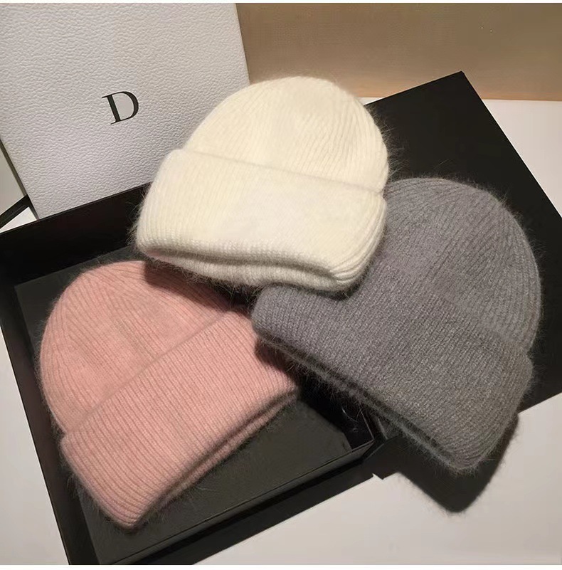 High-End New Rabbit Fur For Women Trendy Autumn Winter Japanese Style Cold Warm Pullover Knitted Hat_voghion.com