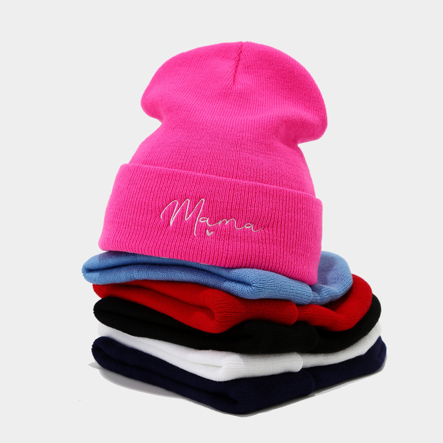 Modas coreanas de moda madre sombrero de punto bordado letras sombrero de lana callejera protector de orejas sombrero frío mujer