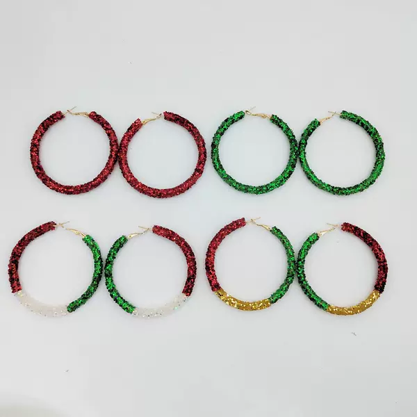 Cross-Border Supply Christmas Atmosphere Color Matching Exaggerated Large Earrings Christmas Colorfulful Candy Colorful Earrings