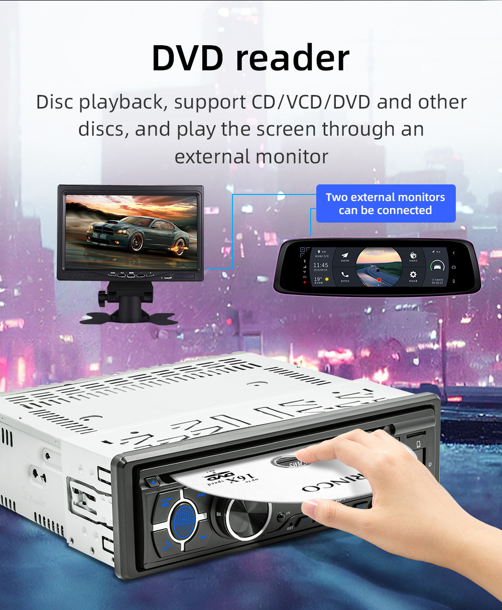 12V Single-Cylinder Car Mp3 Player Positioning Car Multimedia Player Cd/Vcd/Dvd Card Radio