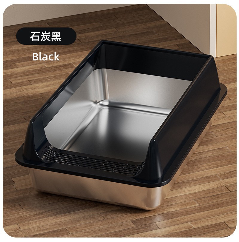 Caja de Arena Semicerrada para Gatos XL de Acero Inoxidable Anti-salpicaduras Fácil de Limpiar image 9