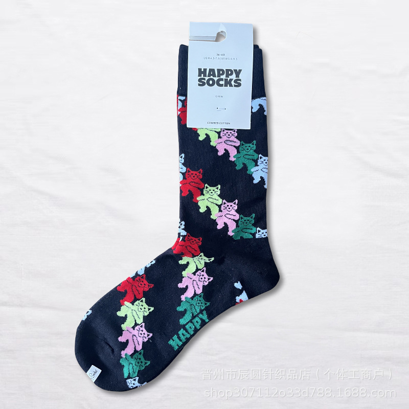 happysocks suecos calcetines de moda damas in-mode versátil animación calcetines de algodón de cintura alta al por mayor