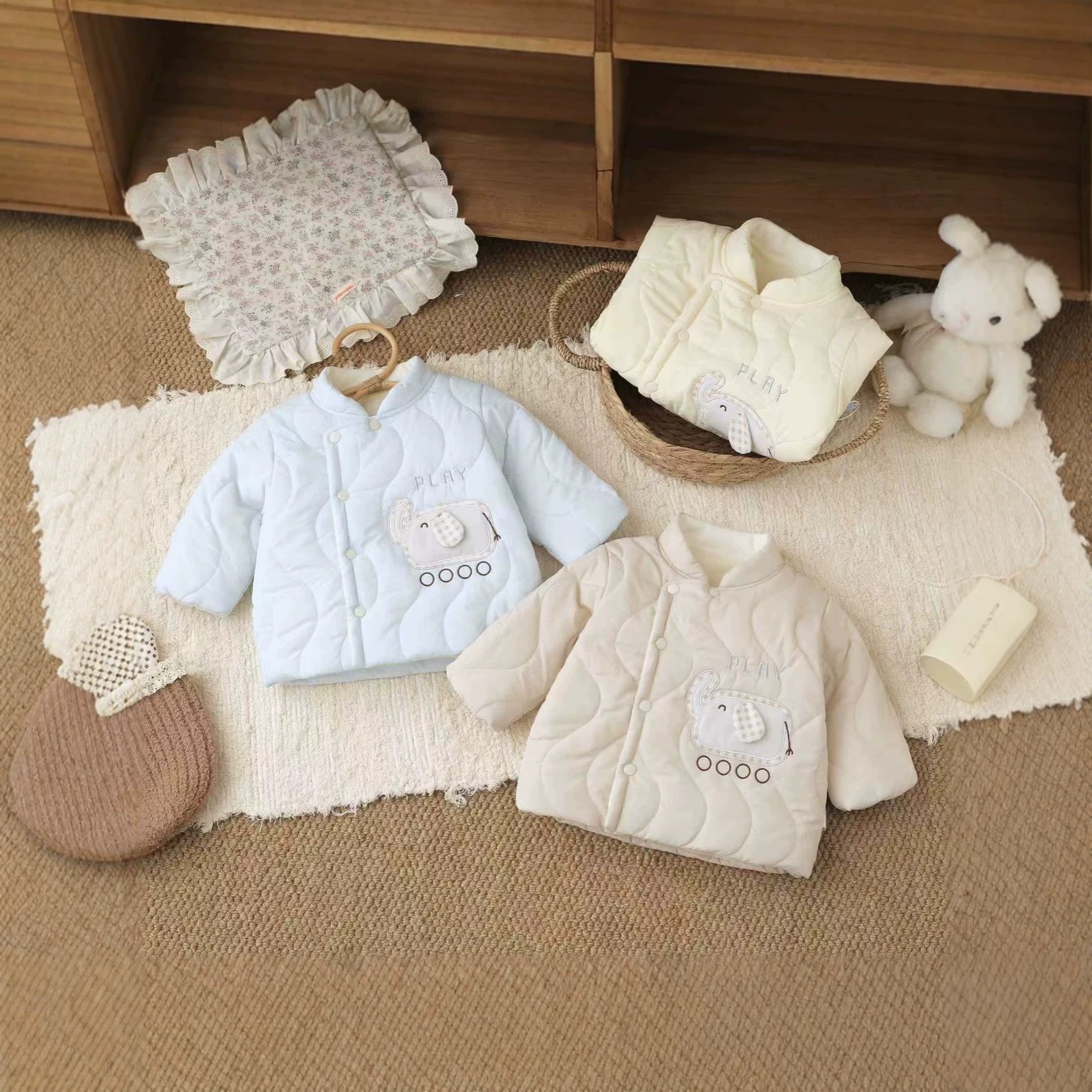 Baby clothes, autumn and winter wear, 120g quilted coat, fleece-lined, thick and warm baby outerwear, cotton-padded jacket, children's clothing