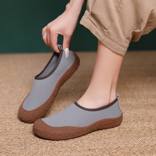 特价清仓女士休闲单鞋手工复古平底鞋莱卡布女鞋8988-1