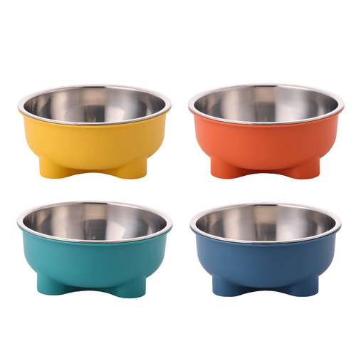 New stainless steel dog bowl, cat bowl, neck guard, anti-knock pet bowl, plastic cat bowl, large dog rice bowl, dog rice bowl