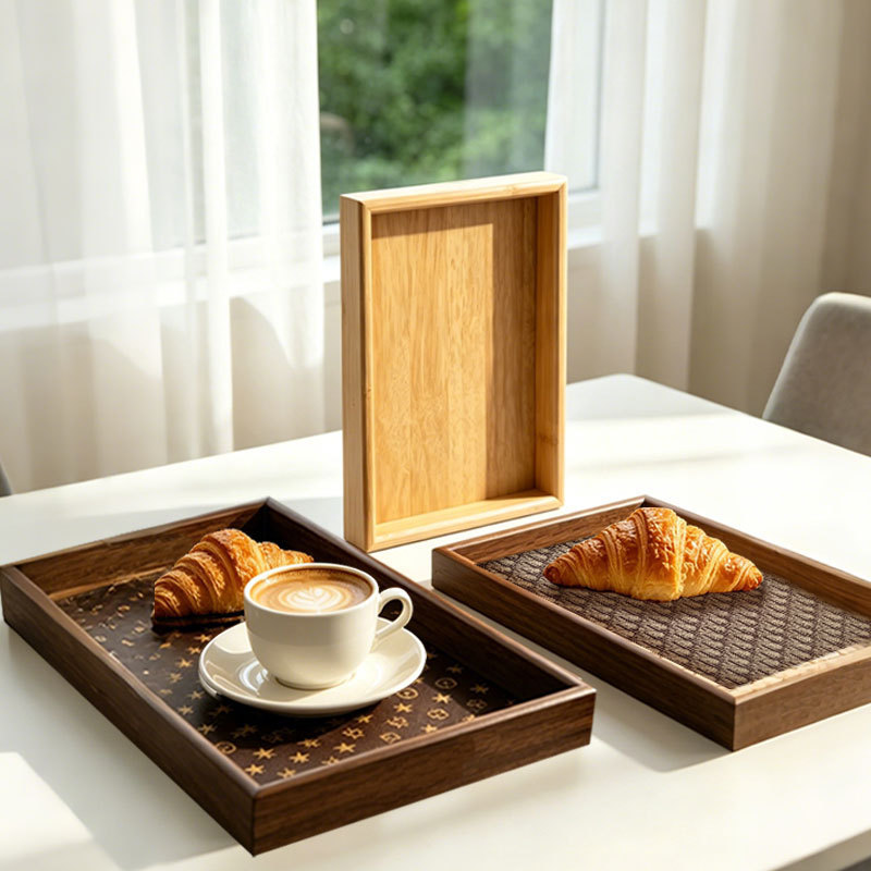 Cross-Border Supply of Black Walnut Wood Trays, New Chinese-Style Wooden Tea Trays, Fruit Display Trays, Holiday Decoration Trays, Three-Piece Set Cross-Border Supply of Black Walnut Wood Trays, New Chinese-Style Wooden Tea Trays, Fruit Display Trays, Holiday Decoration Trays, Three-Piece Set