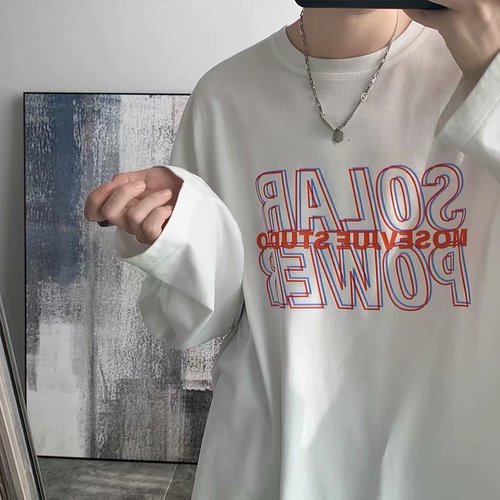 Men's Long-Sleeve T-Shirt, American Streetwear Top, Thin Style, Autumn Trend, Casual Brand, Loose Base Shirt, Hong Kong Style T-Shirt