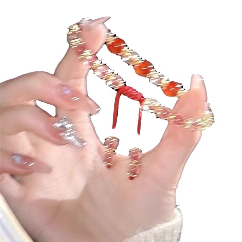 Campana tejida a mano cuerda roja pequeño libro rojo Miaojiang corazón de niña brillante pulsera joyería de mano con el mismo juego al por mayor