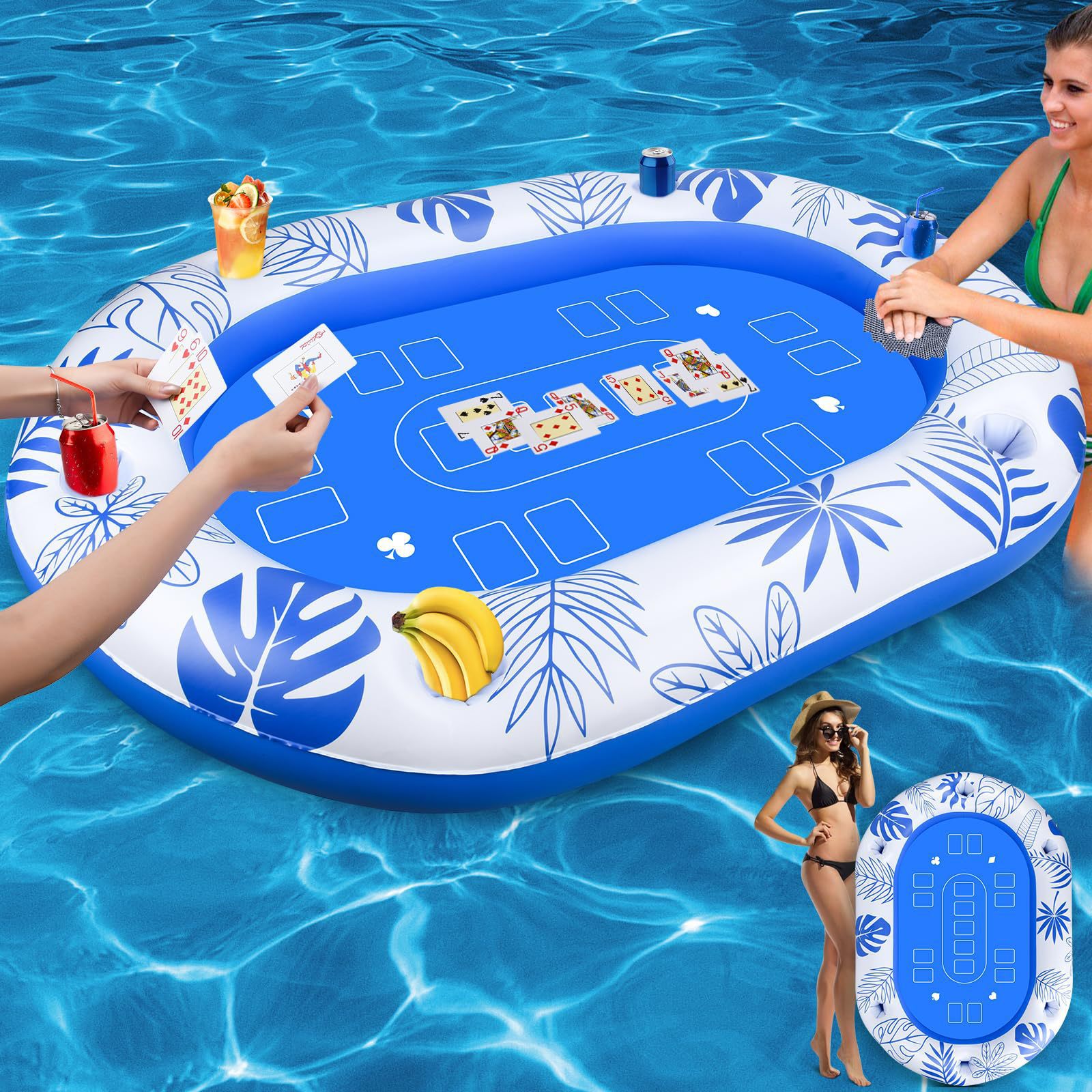 Factory Inflatable Pvc Lounge Chair Poker Table Swimming Pool Party Game Mat Sunshade Water Tray Floating Table Floating Row