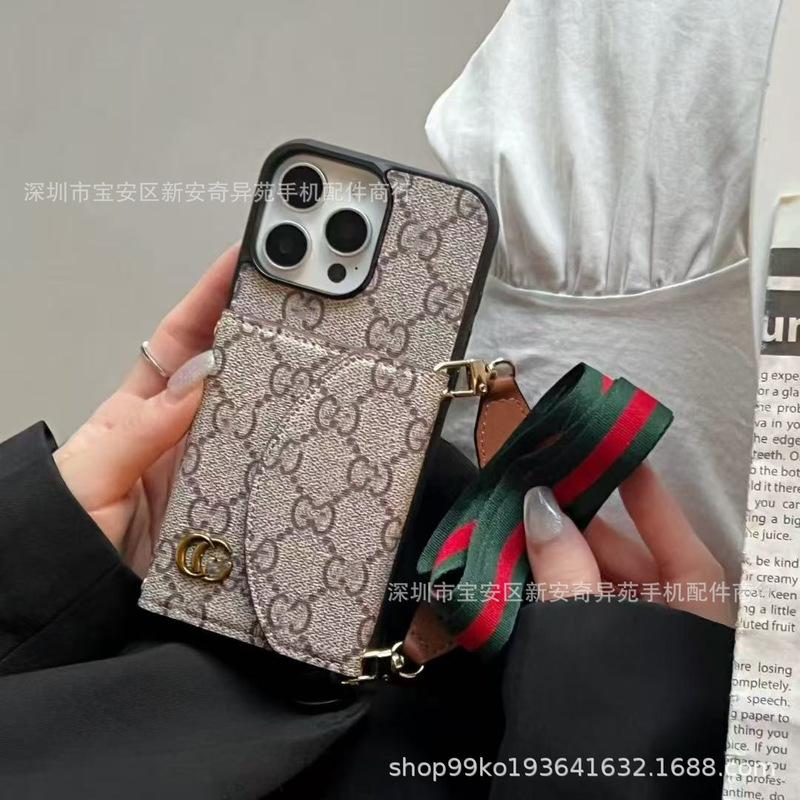 奢华卡包化妆镜挂绳跨境爆款适用iPhone17Promax电镀苹果16手机壳|undefined