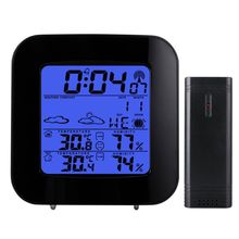 無線晴雨表室內外溫濕度計帶背光時鍾溫濕度計電子天氣預報台式鍾